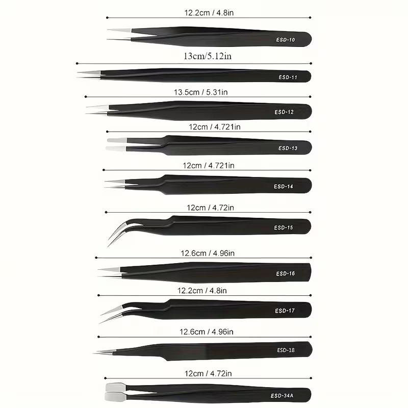 10Pcs ESD Anti‑Static Tweezers - Electronics Project Kit review and price